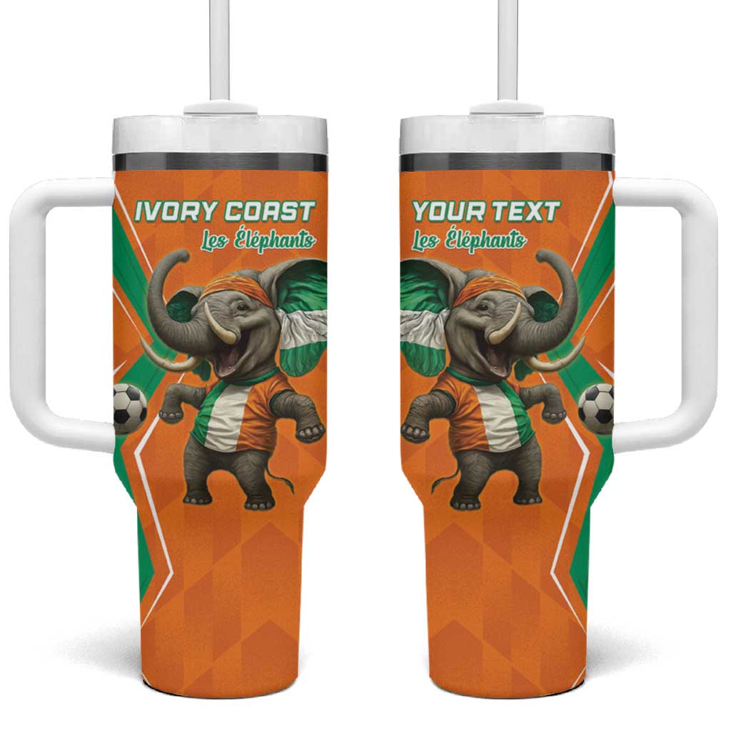 Custom Ivory Coast Football Tumbler With Handle Go Les Elephants - Wonder Print Shop