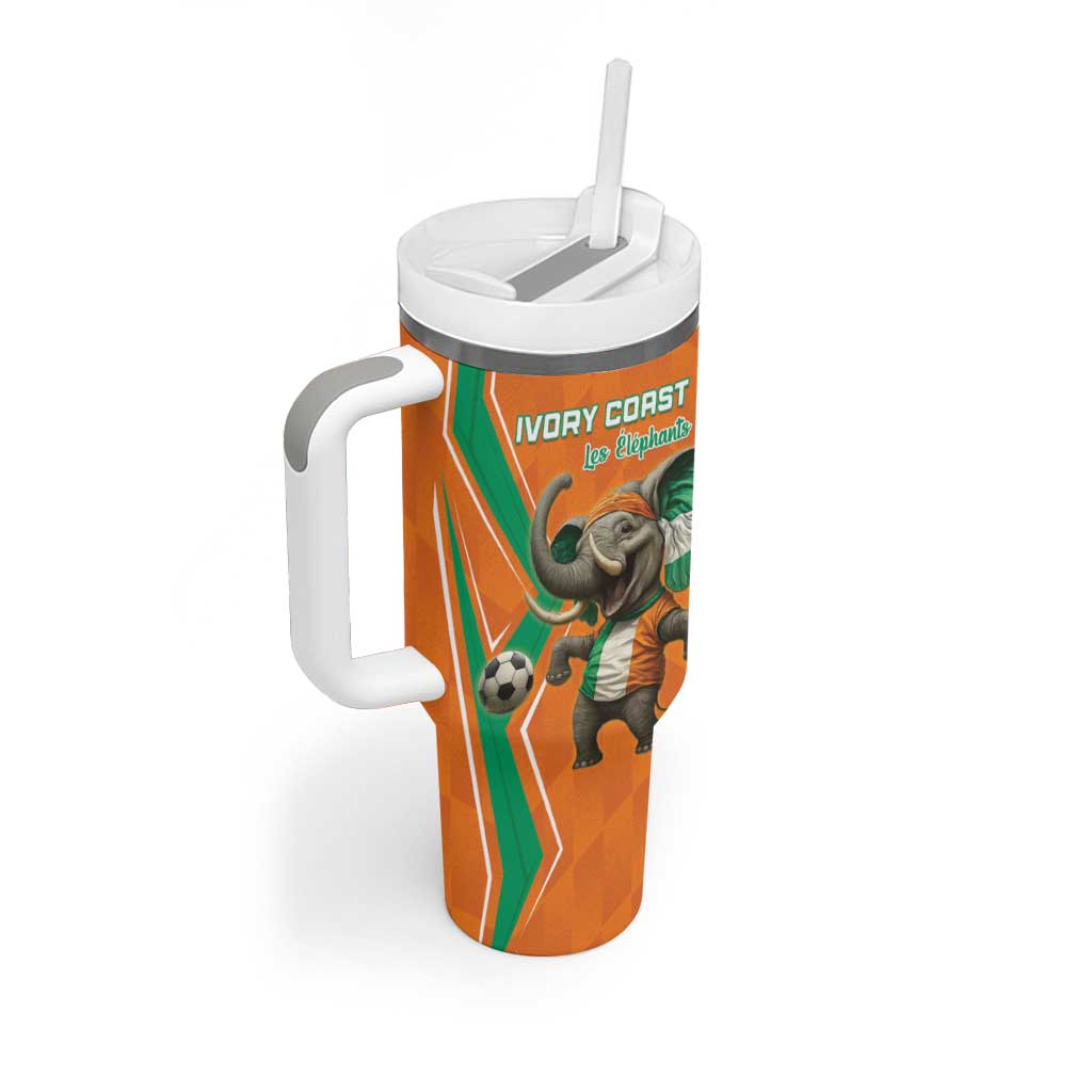 Custom Ivory Coast Football Tumbler With Handle Go Les Elephants - Wonder Print Shop