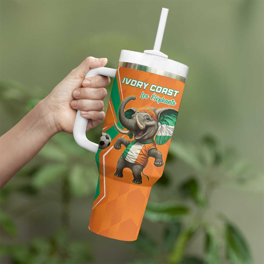 Custom Ivory Coast Football Tumbler With Handle Go Les Elephants - Wonder Print Shop