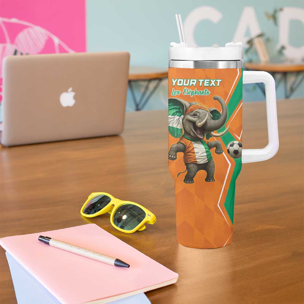 Custom Ivory Coast Football Tumbler With Handle Go Les Elephants - Wonder Print Shop