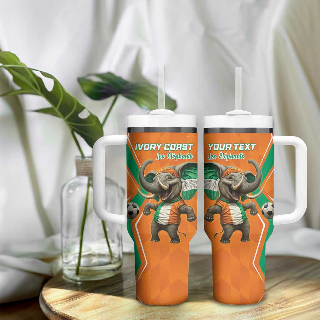 Custom Ivory Coast Football Tumbler With Handle Go Les Elephants - Wonder Print Shop