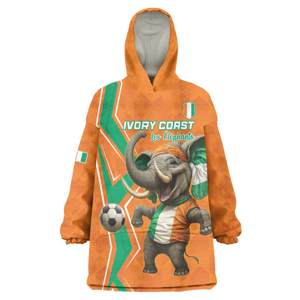 Custom Ivory Coast Football Wearable Blanket Hoodie Go Les Elephants - Wonder Print Shop