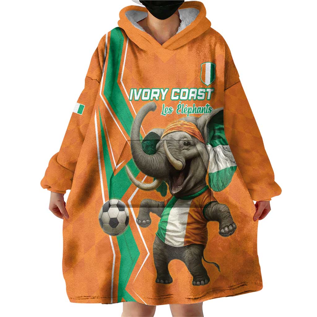 Custom Ivory Coast Football Wearable Blanket Hoodie Go Les Elephants - Wonder Print Shop