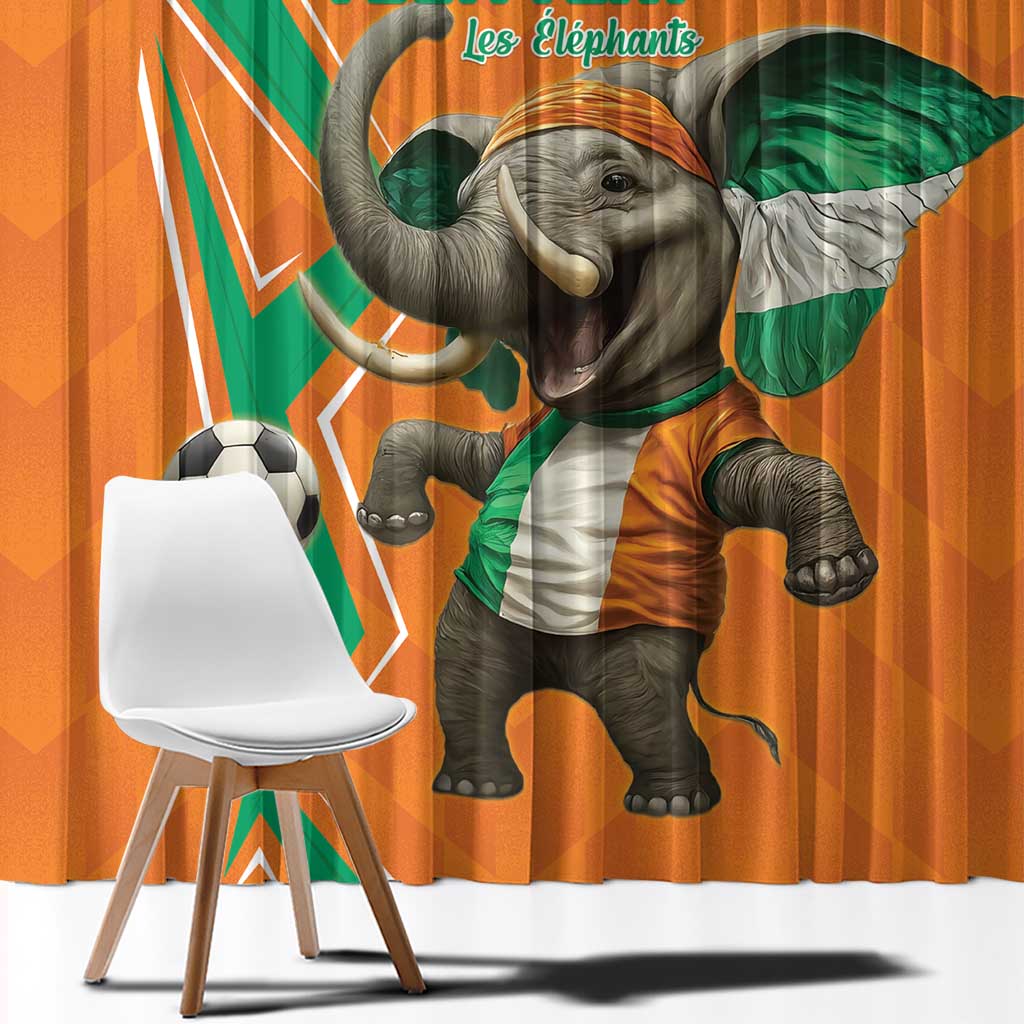 Custom Ivory Coast Football Window Curtain Go Les Elephants - Wonder Print Shop