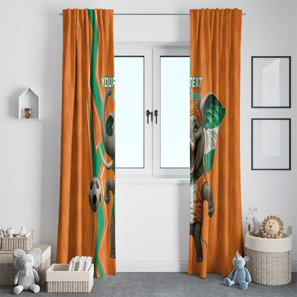 Custom Ivory Coast Football Window Curtain Go Les Elephants - Wonder Print Shop
