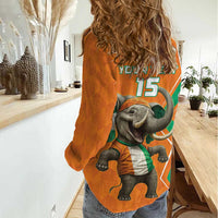 Custom Ivory Coast Football Women Casual Shirt Go Les Elephants - Wonder Print Shop