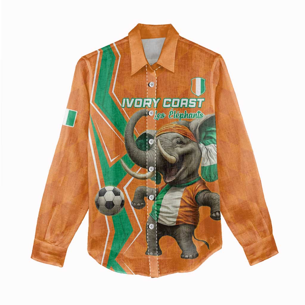 Custom Ivory Coast Football Women Casual Shirt Go Les Elephants - Wonder Print Shop