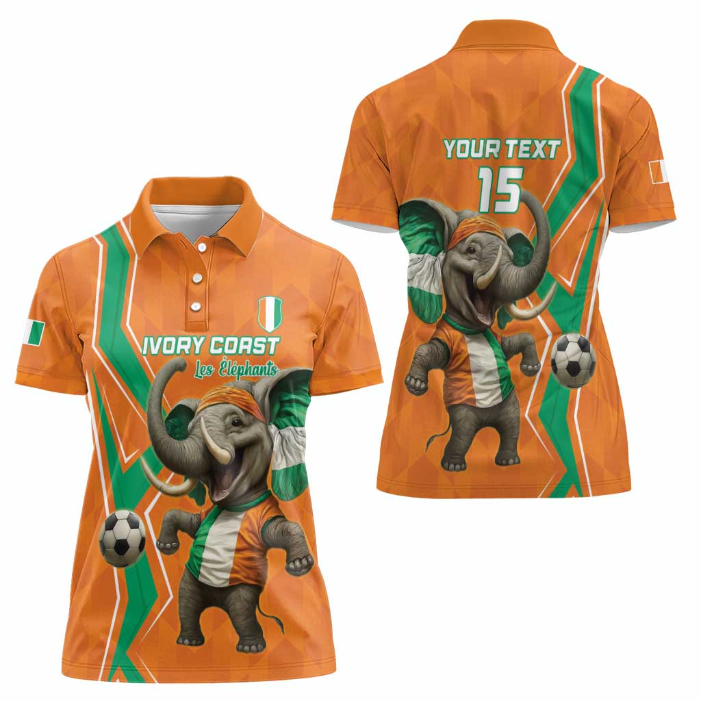 Custom Ivory Coast Football Women Polo Shirt Go Les Elephants - Wonder Print Shop