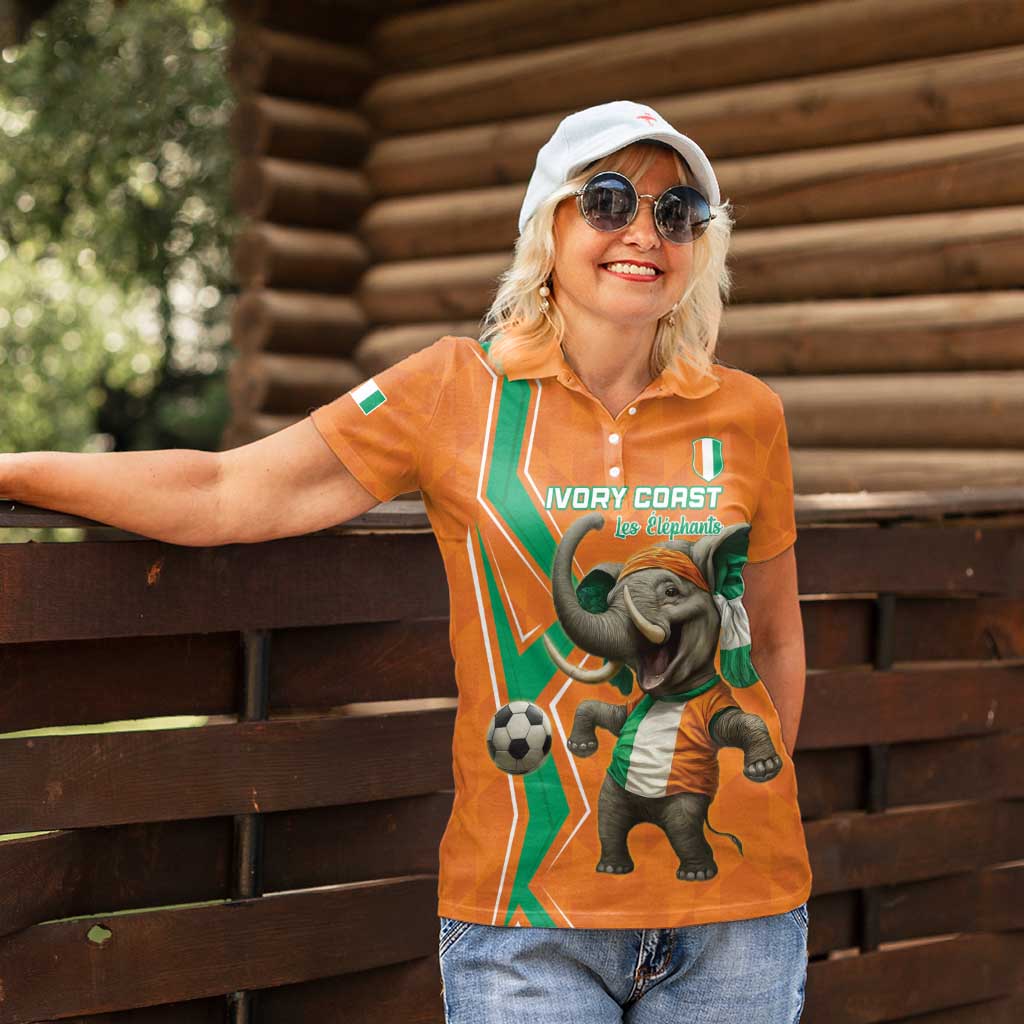 Custom Ivory Coast Football Women Polo Shirt Go Les Elephants - Wonder Print Shop
