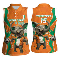 Custom Ivory Coast Football Women Sleeveless Polo Shirt Go Les Elephants - Wonder Print Shop