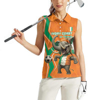 Custom Ivory Coast Football Women Sleeveless Polo Shirt Go Les Elephants - Wonder Print Shop
