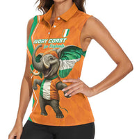 Custom Ivory Coast Football Women Sleeveless Polo Shirt Go Les Elephants - Wonder Print Shop