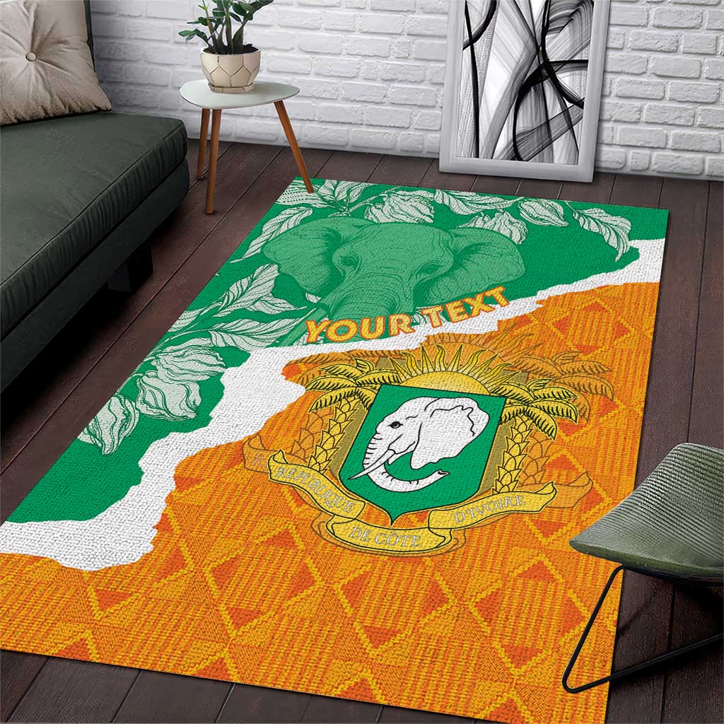 Personalised Ivory Coast Area Rug Elephant With Coat Of Arms
