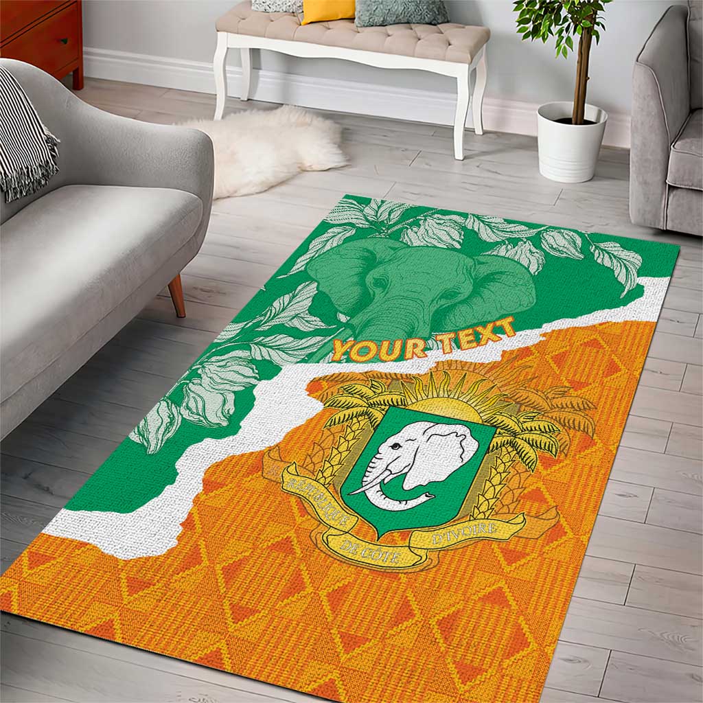 Personalised Ivory Coast Area Rug Elephant With Coat Of Arms