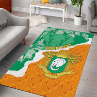 Personalised Ivory Coast Area Rug Elephant With Coat Of Arms