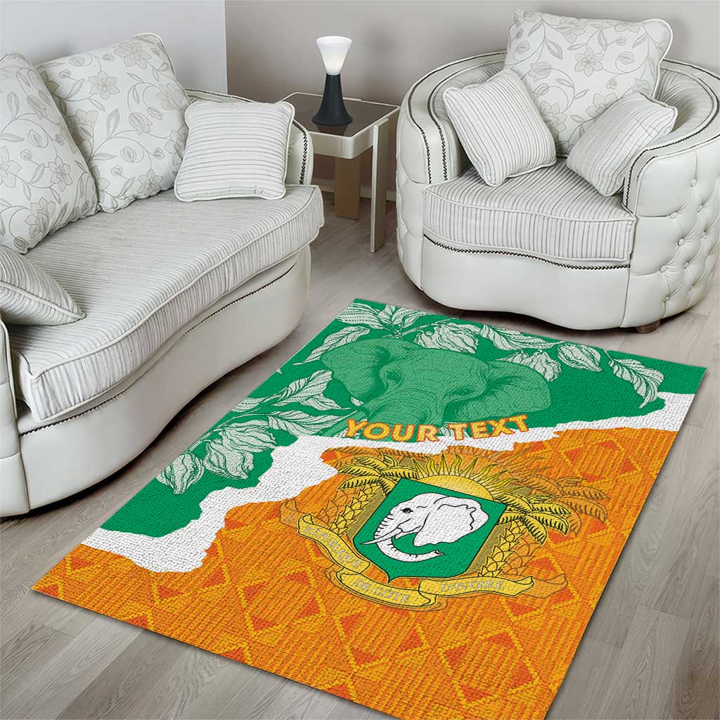 Personalised Ivory Coast Area Rug Elephant With Coat Of Arms