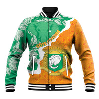 Personalised Ivory Coast Baseball Jacket Elephant With Coat Of Arms