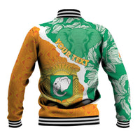 Personalised Ivory Coast Baseball Jacket Elephant With Coat Of Arms