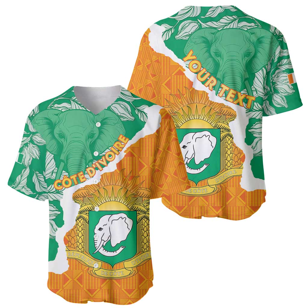 Personalised Ivory Coast Baseball Jersey Elephant With Coat Of Arms
