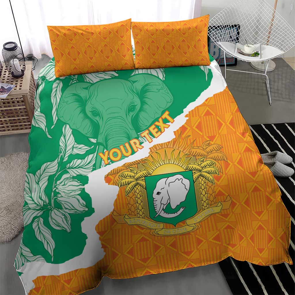 Personalised Ivory Coast Bedding Set Elephant With Coat Of Arms