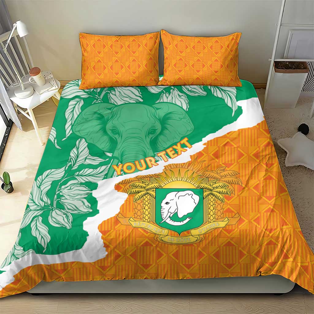 Personalised Ivory Coast Bedding Set Elephant With Coat Of Arms