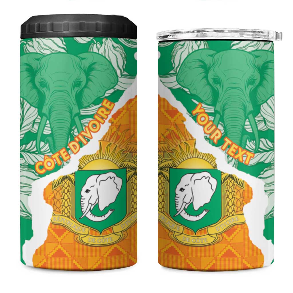 Personalised Ivory Coast 4 in 1 Can Cooler Tumbler Elephant With Coat Of Arms