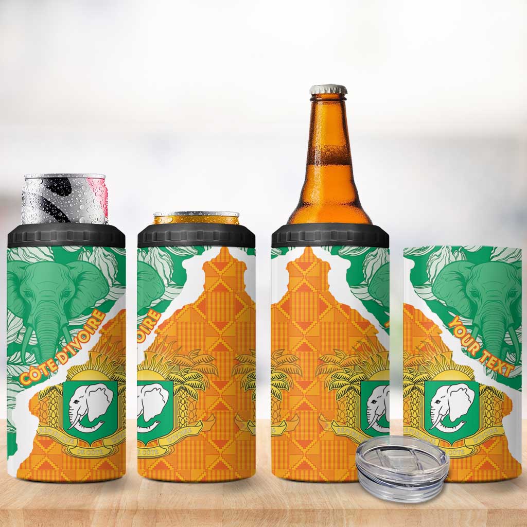 Personalised Ivory Coast 4 in 1 Can Cooler Tumbler Elephant With Coat Of Arms