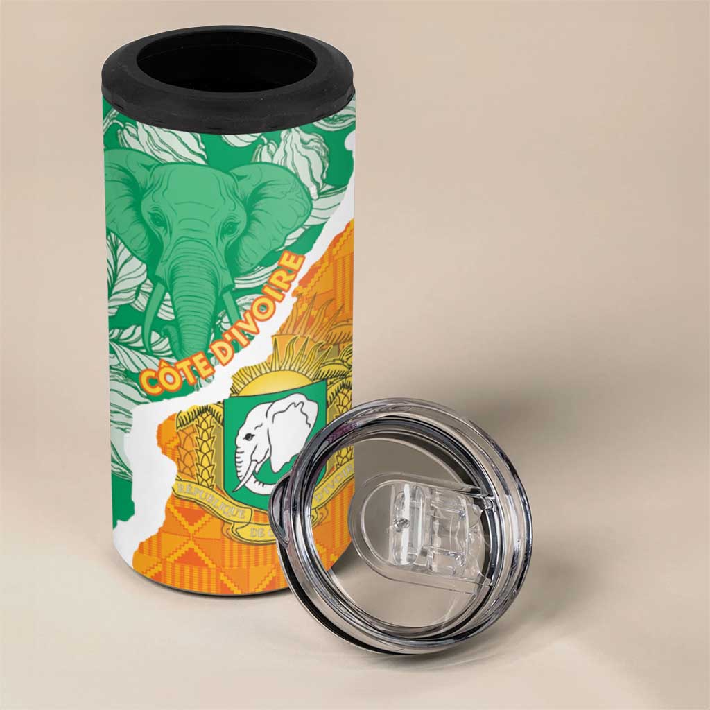 Personalised Ivory Coast 4 in 1 Can Cooler Tumbler Elephant With Coat Of Arms