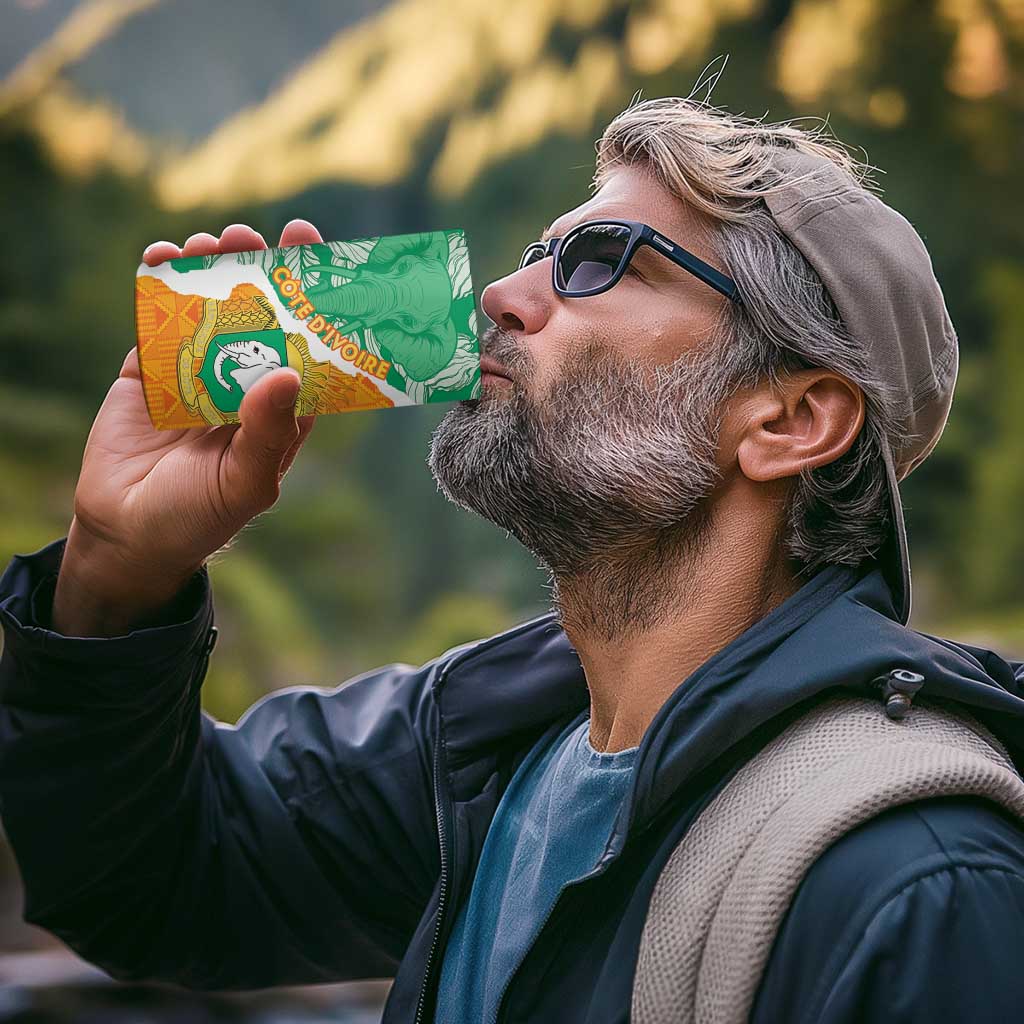 Personalised Ivory Coast 4 in 1 Can Cooler Tumbler Elephant With Coat Of Arms