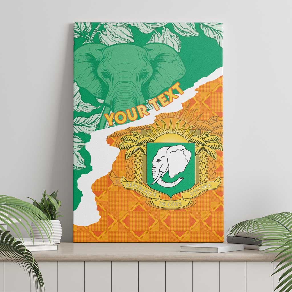 Personalised Ivory Coast Canvas Wall Art Elephant With Coat Of Arms