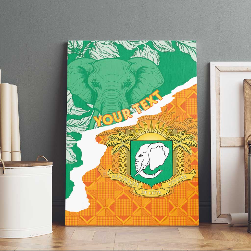 Personalised Ivory Coast Canvas Wall Art Elephant With Coat Of Arms