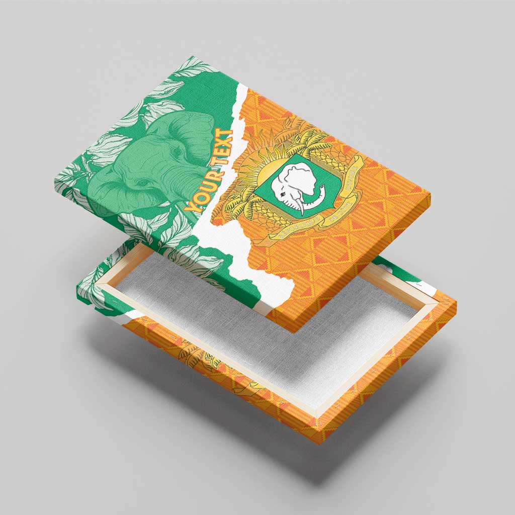 Personalised Ivory Coast Canvas Wall Art Elephant With Coat Of Arms