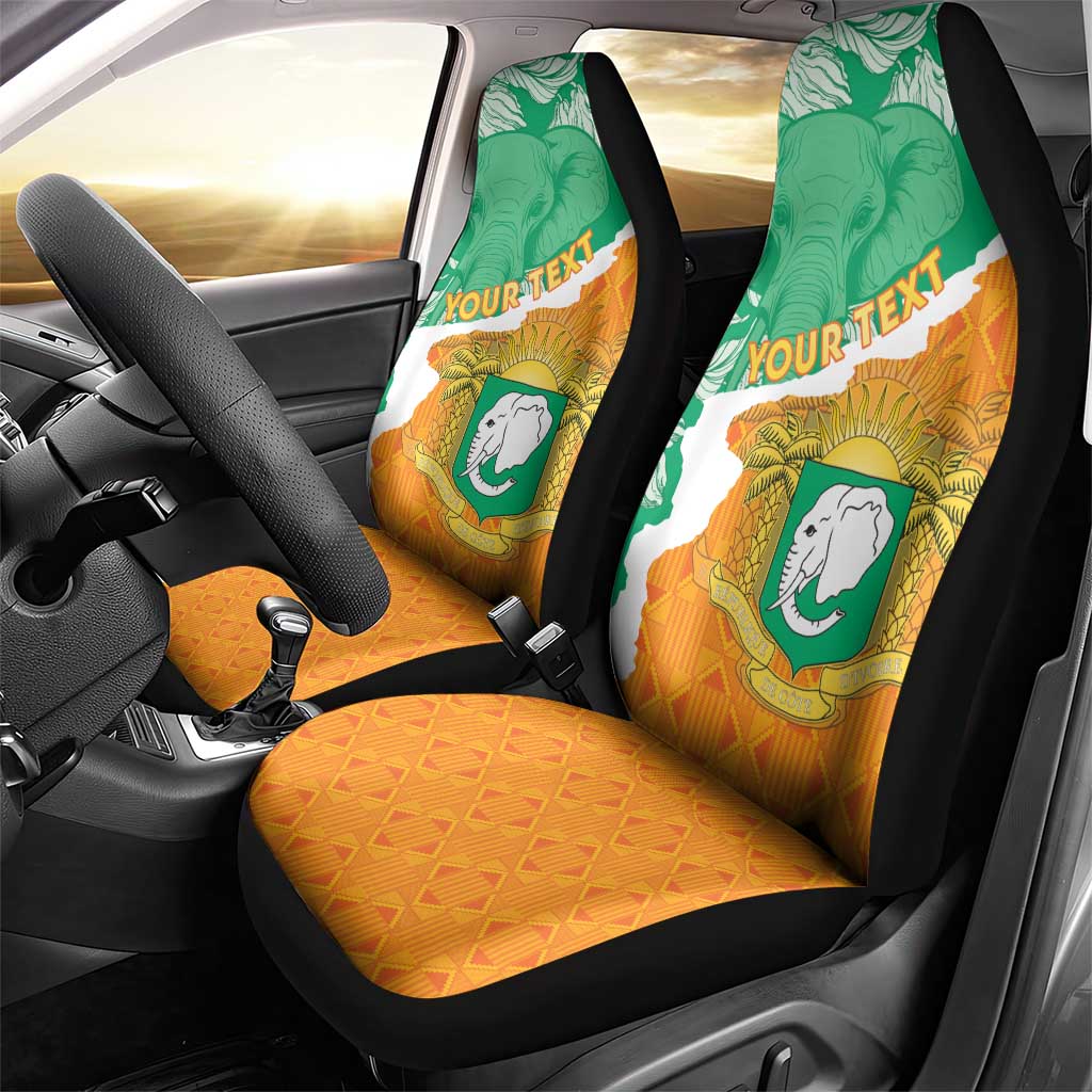 Personalised Ivory Coast Car Seat Cover Elephant With Coat Of Arms