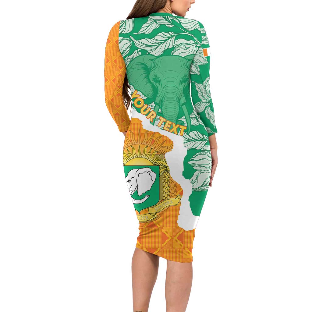 Personalised Ivory Coast Family Matching Long Sleeve Bodycon Dress and Hawaiian Shirt Elephant With Coat Of Arms