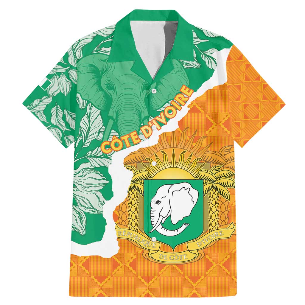 Personalised Ivory Coast Family Matching Mermaid Dress and Hawaiian Shirt Elephant With Coat Of Arms
