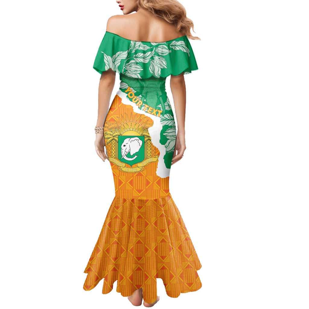 Personalised Ivory Coast Family Matching Mermaid Dress and Hawaiian Shirt Elephant With Coat Of Arms