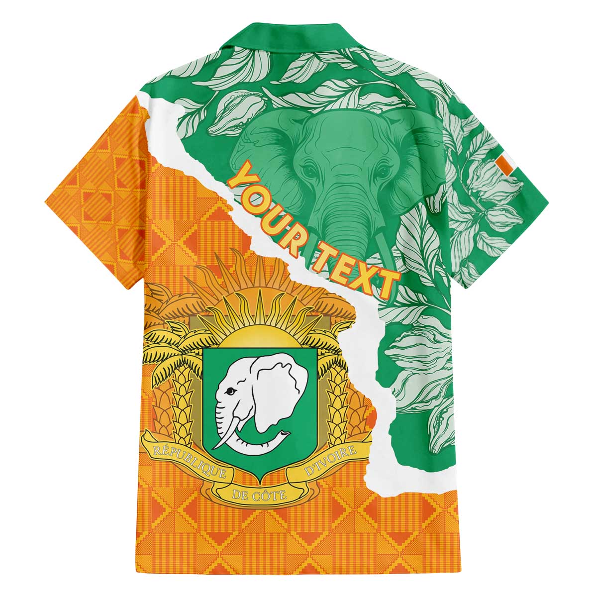 Personalised Ivory Coast Family Matching Off The Shoulder Long Sleeve Dress and Hawaiian Shirt Elephant With Coat Of Arms