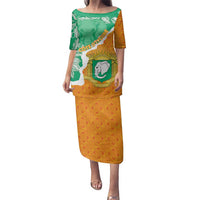 Personalised Ivory Coast Family Matching Puletasi and Hawaiian Shirt Elephant With Coat Of Arms