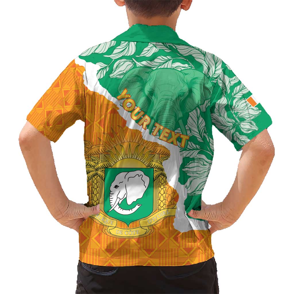 Personalised Ivory Coast Family Matching Short Sleeve Bodycon Dress and Hawaiian Shirt Elephant With Coat Of Arms