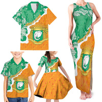 Personalised Ivory Coast Family Matching Tank Maxi Dress and Hawaiian Shirt Elephant With Coat Of Arms