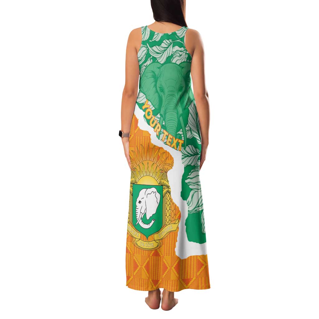Personalised Ivory Coast Family Matching Tank Maxi Dress and Hawaiian Shirt Elephant With Coat Of Arms