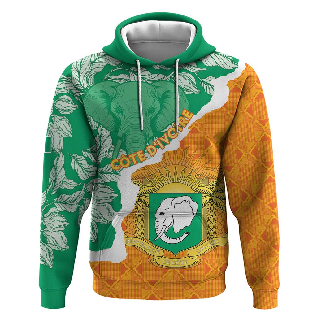 Personalised Ivory Coast Hoodie Elephant With Coat Of Arms