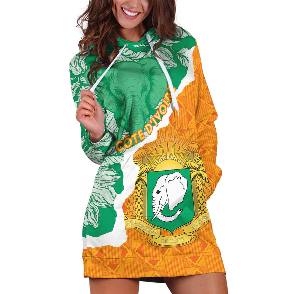 Personalised Ivory Coast Hoodie Dress Elephant With Coat Of Arms