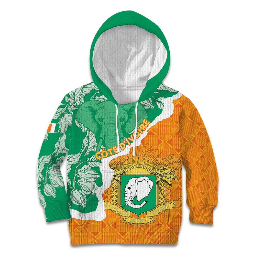 Personalised Ivory Coast Kid Hoodie Elephant With Coat Of Arms
