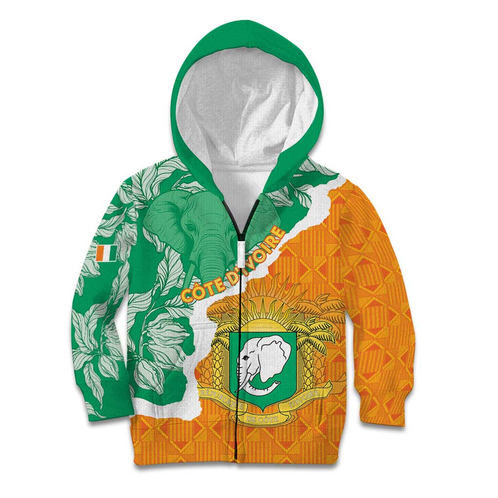 Personalised Ivory Coast Kid Hoodie Elephant With Coat Of Arms