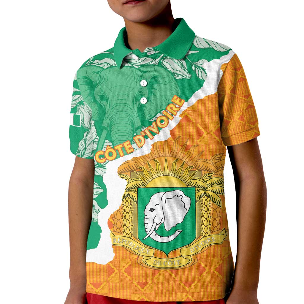 Personalised Ivory Coast Kid Polo Shirt Elephant With Coat Of Arms