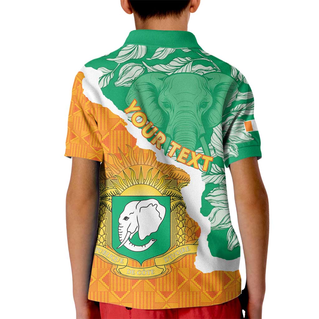 Personalised Ivory Coast Kid Polo Shirt Elephant With Coat Of Arms