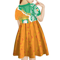 Personalised Ivory Coast Kid Short Sleeve Dress Elephant With Coat Of Arms