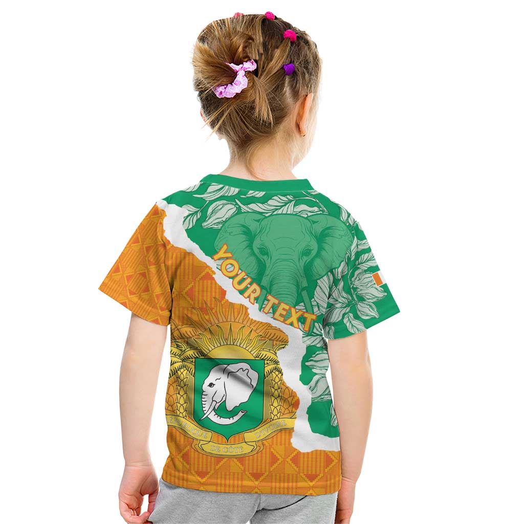 Personalised Ivory Coast Kid T Shirt Elephant With Coat Of Arms