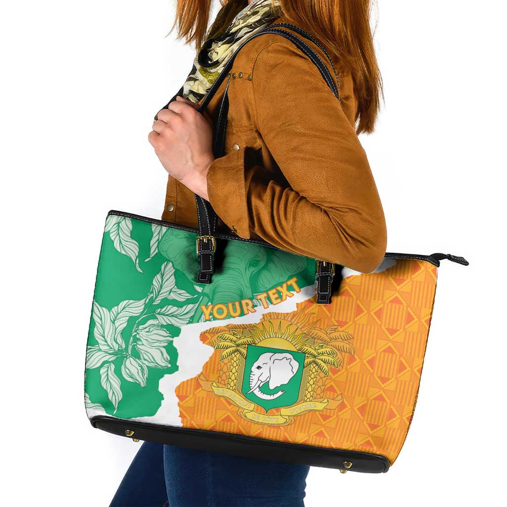 Personalised Ivory Coast Leather Tote Bag Elephant With Coat Of Arms